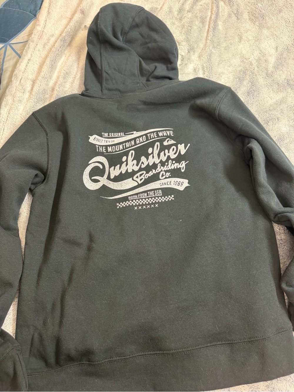 Quiksilver Men's Black Hooded Jacket with Logo Patch